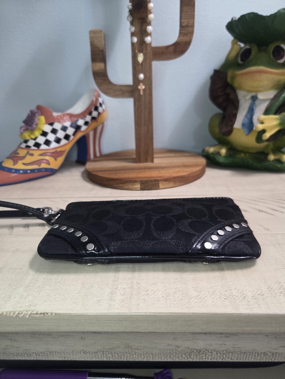 Coach Large Lurex Signature Wristlet Clutch, Black- LN IN EC - Picture 8 of 13